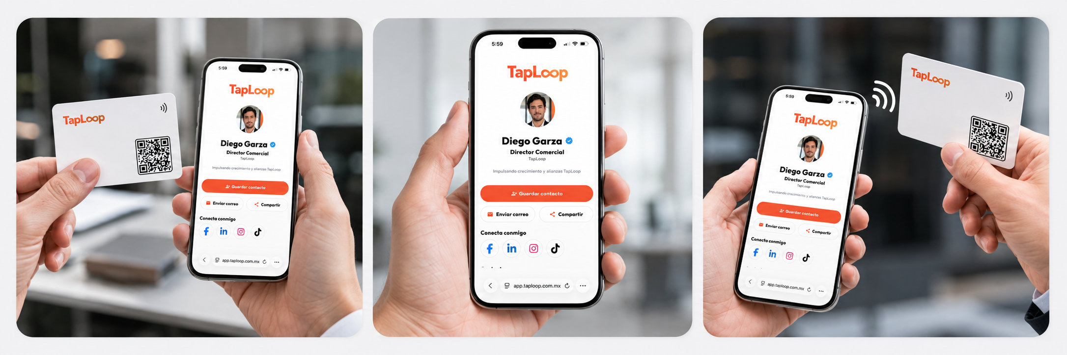 Diferentes formas de compartir un perfil TapLoop