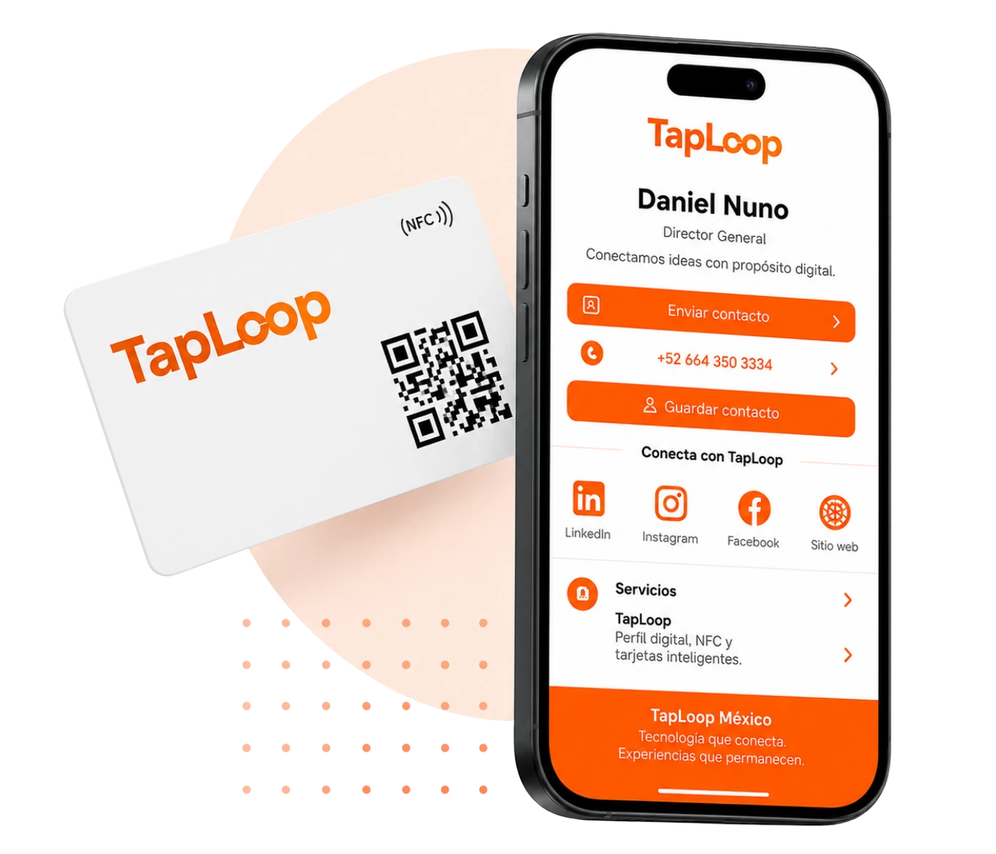 Tarjeta NFC y perfil digital personalizado TapLoop