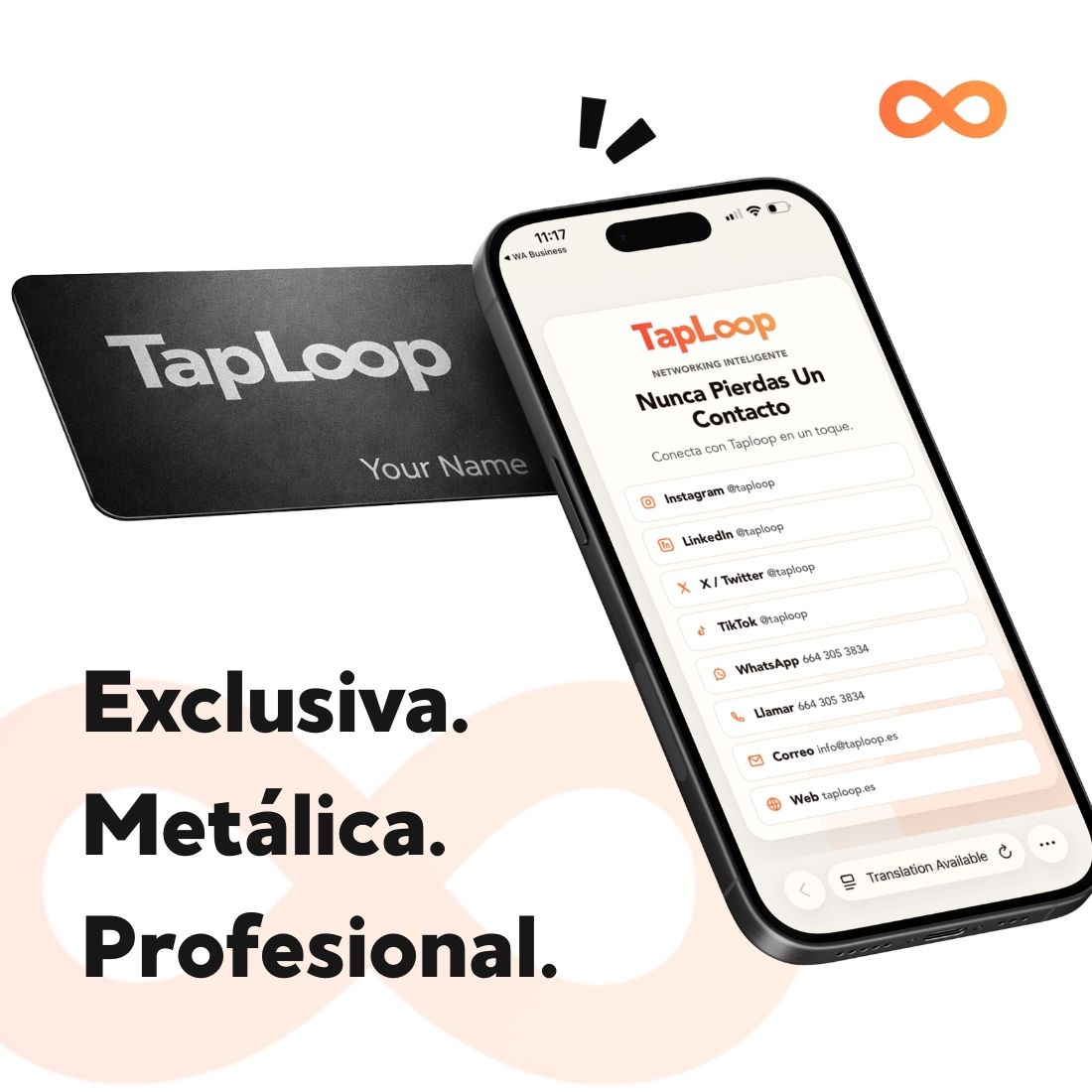 Vista 2 de tarjeta metálica NFC