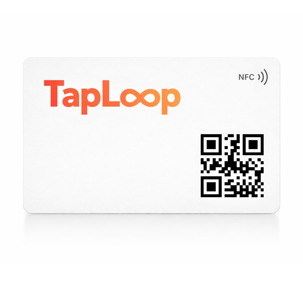 Tarjeta TapLoop personalizada con nombre, logo y colores