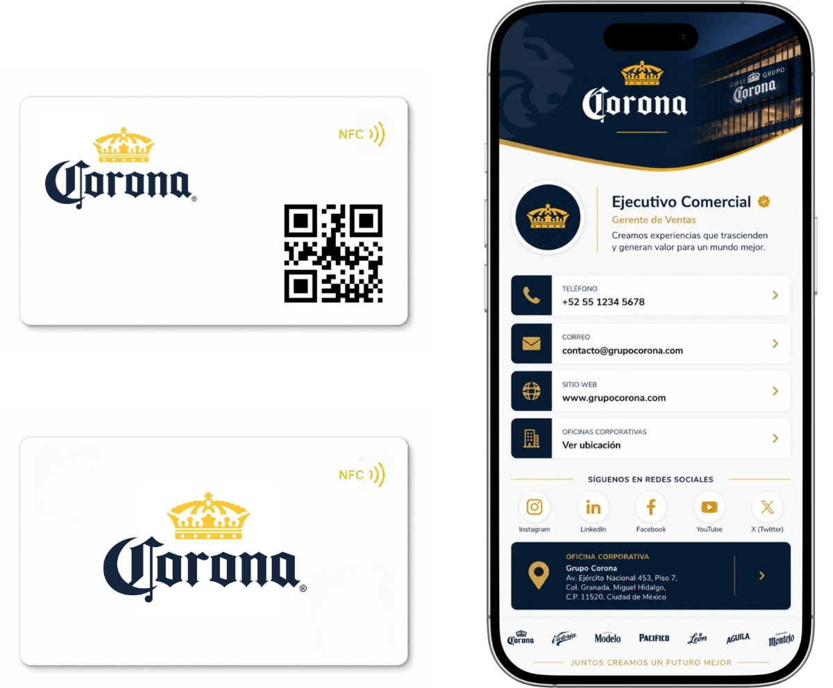 Tarjeta NFC TapLoop personalizada para Corona